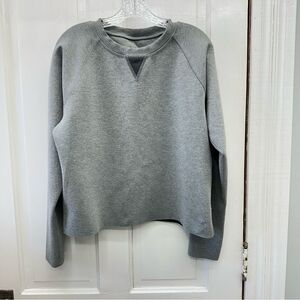 Albion cropped raw hem pullover sweatshirt women's large‎ grey